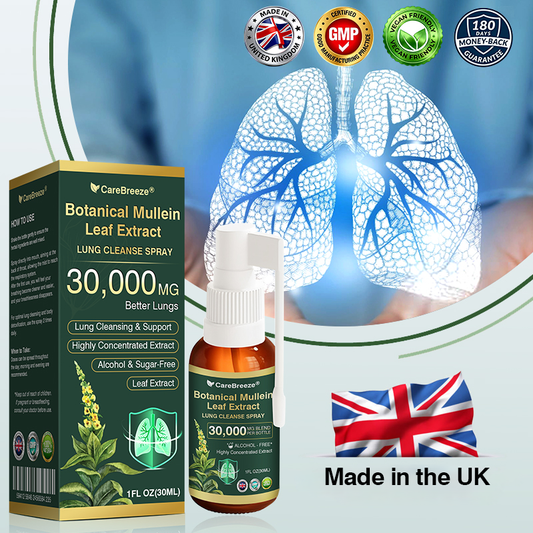 ✅UK Official Store:CareBreeze® Botanical Mullein Leaf Extract Lung Cleanse Spray（👨‍⚕️Directly acts on COPD, asthma, chronic bronchitis (CB), respiratory infections, lung cancer, sinusitis, and other conditions）