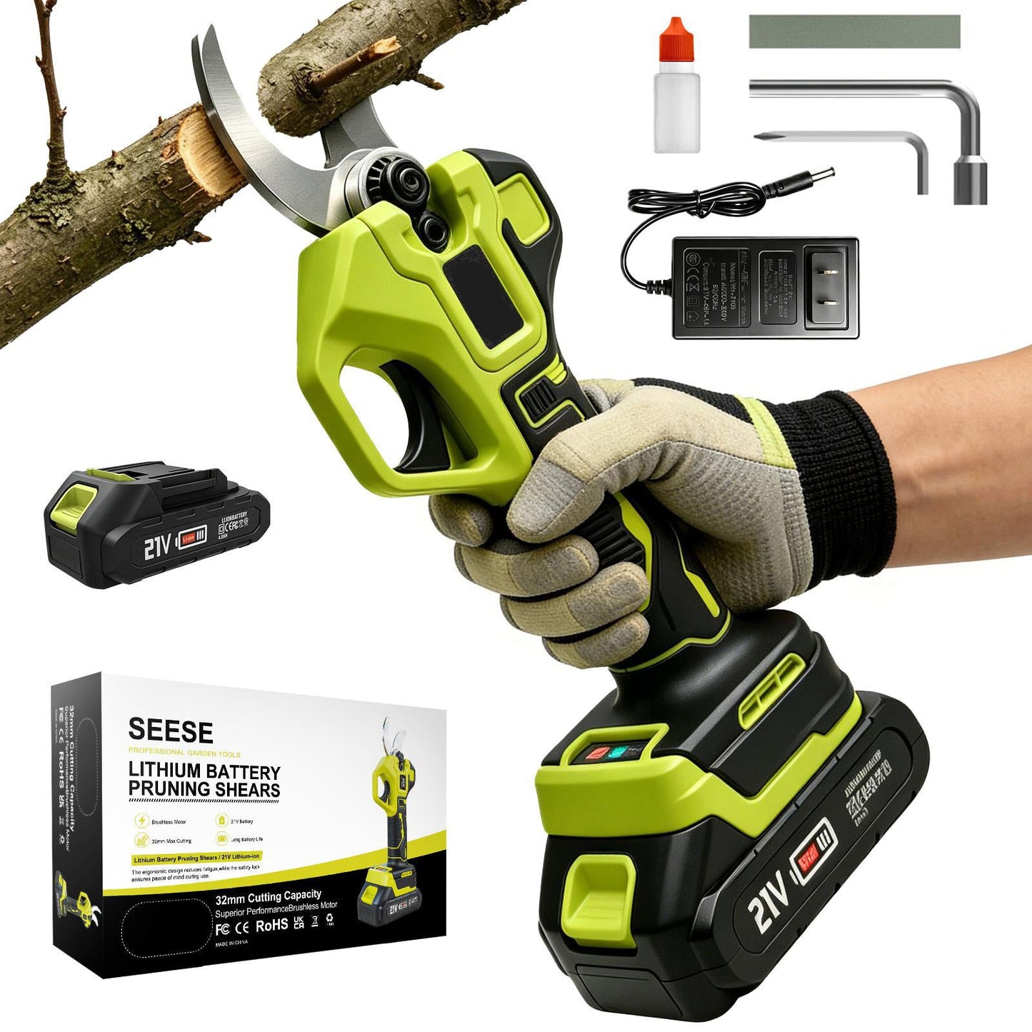 Electric Pruning Shears for Gardening: 1.25" Cutting Cordless Power Pruner, Brushless Motor, Dual21V Battery For Tree & FlowerTrimming