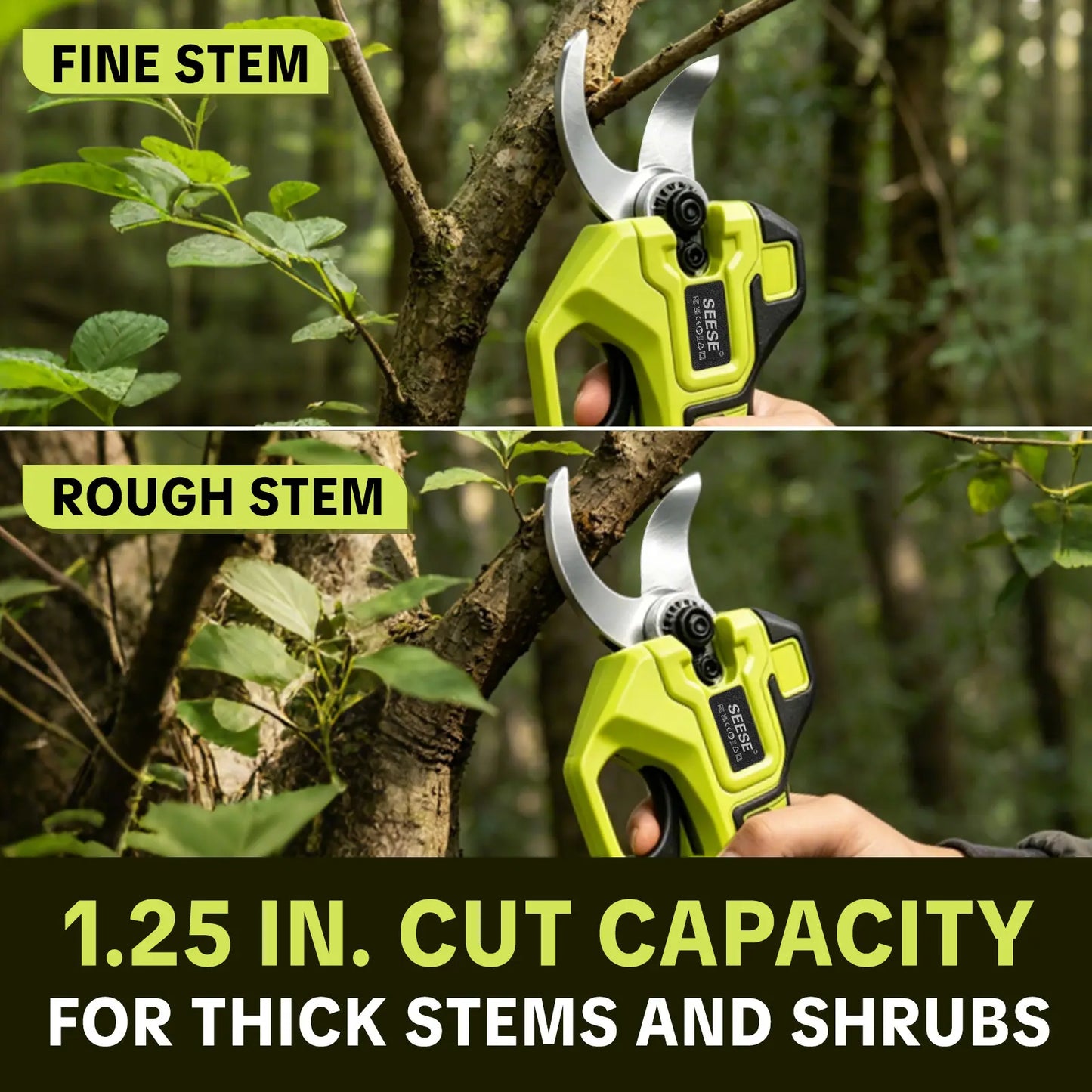 Electric Pruning Shears for Gardening: 1.25" Cutting Cordless Power Pruner, Brushless Motor, Dual21V Battery For Tree & FlowerTrimming